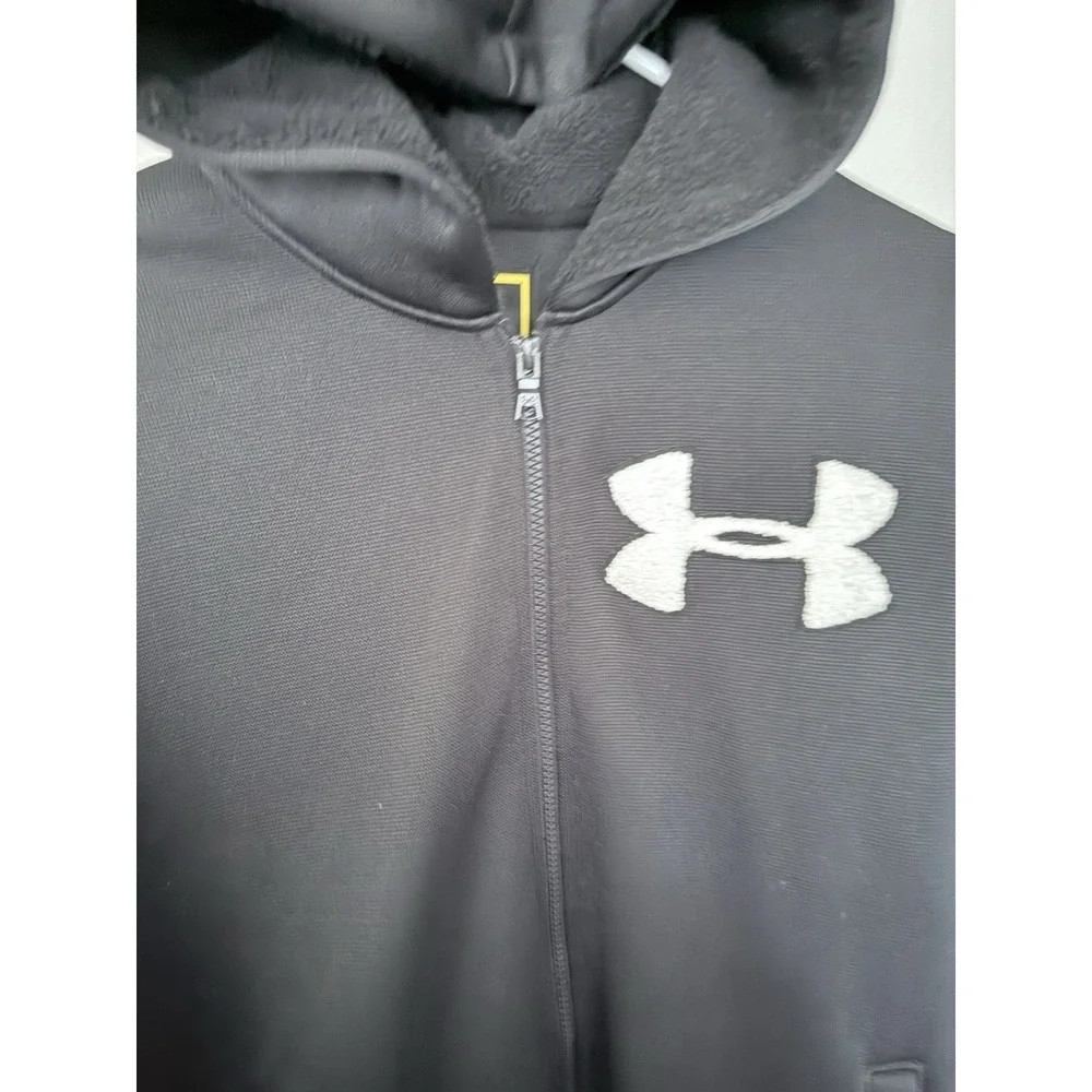 Under Armour Full Zip‎ Hoodie Black Logo Men's Size M Athletic Jacket